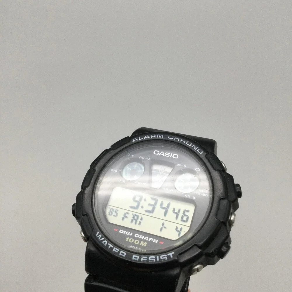 Vintage Casio 828 DGW-30 Mens Watch 39mm Black Digi Graph Digital New Battery